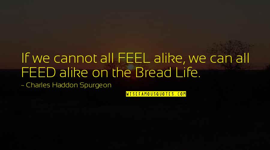Bread Of Life Quotes By Charles Haddon Spurgeon: If we cannot all FEEL alike, we can