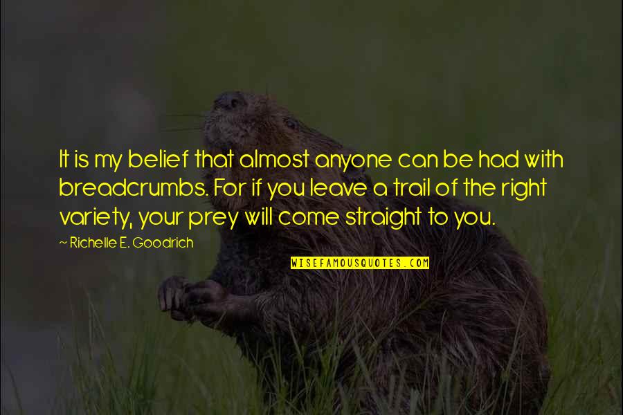 Breadcrumbs Quotes By Richelle E. Goodrich: It is my belief that almost anyone can