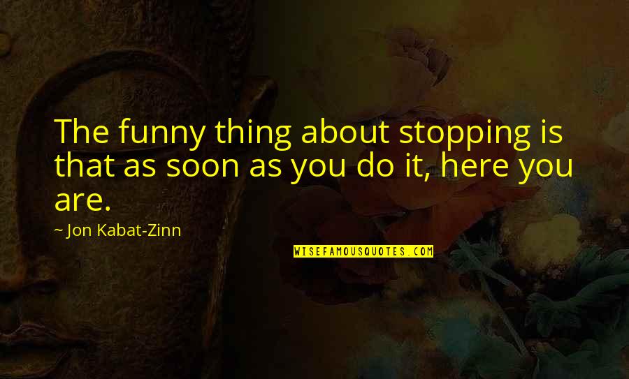 Breadwinners Games Quotes By Jon Kabat-Zinn: The funny thing about stopping is that as