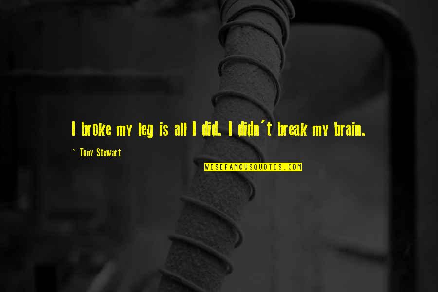 Break A Leg Quotes By Tony Stewart: I broke my leg is all I did.