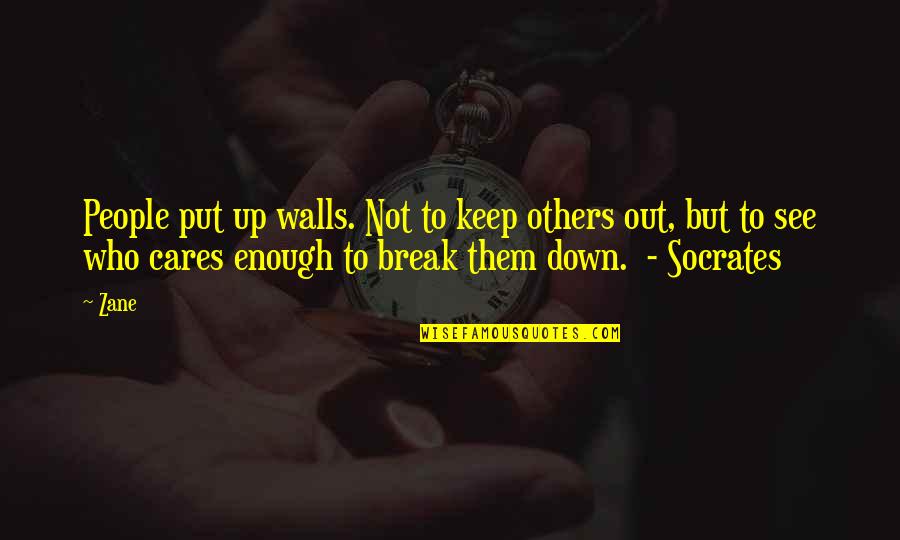 Break Down Walls Quotes By Zane: People put up walls. Not to keep others Break Down Walls Quotes By Zane: People put up walls. Not to keep others
