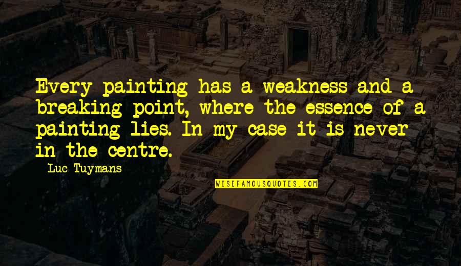 Break Even Point Quotes By Luc Tuymans: Every painting has a weakness and a breaking