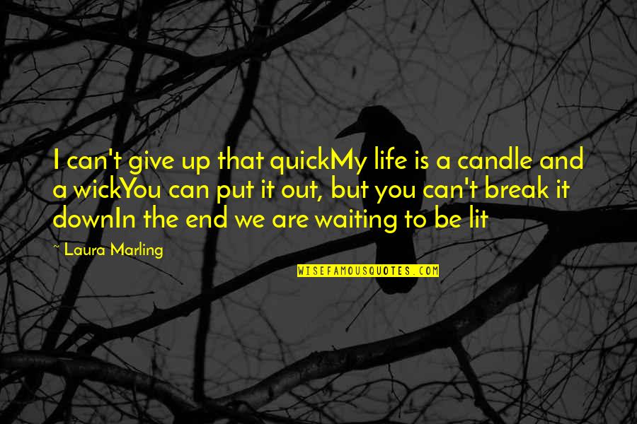 Break In Life Quotes By Laura Marling: I can't give up that quickMy life is