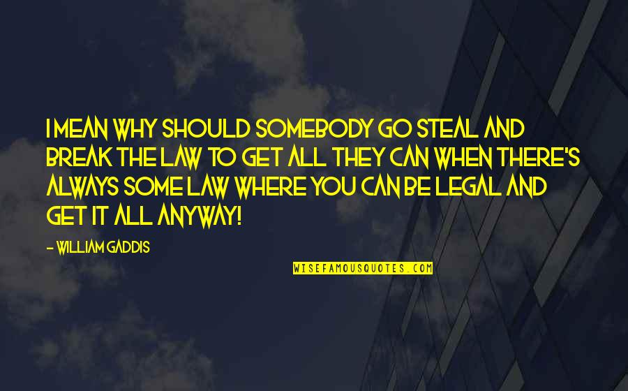 Break The Law Quotes By William Gaddis: I mean why should somebody go steal and