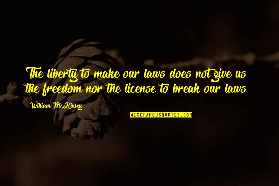Break The Law Quotes By William McKinley: The liberty to make our laws does not