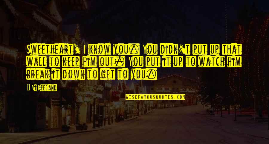 Break Wall Quotes By Vi Keeland: Sweetheart, I know you. You didn't put up