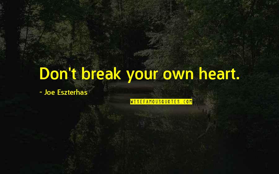 Break Your Heart Quotes By Joe Eszterhas: Don't break your own heart.