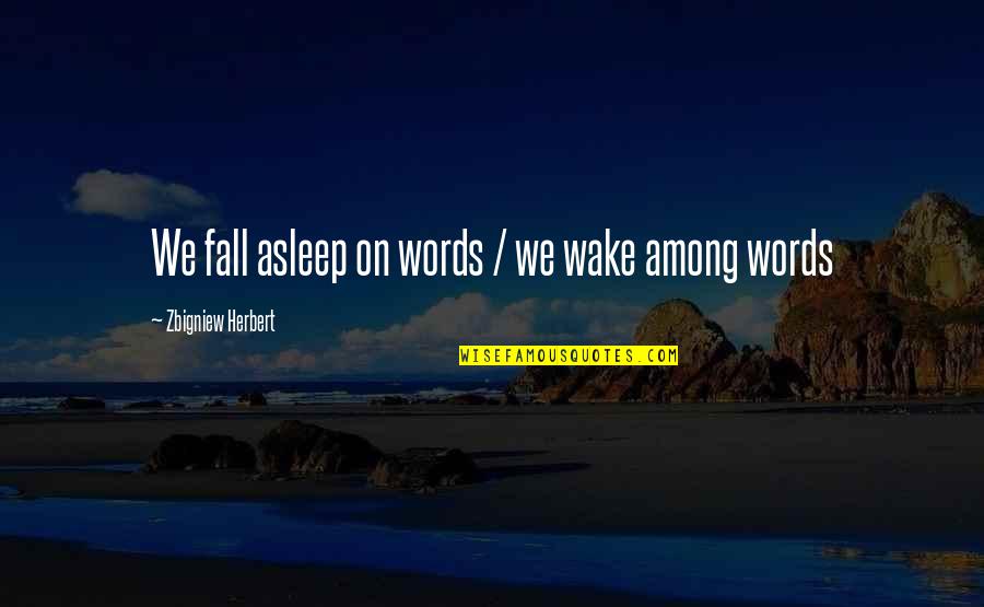 Breakaway Movie Quotes By Zbigniew Herbert: We fall asleep on words / we wake