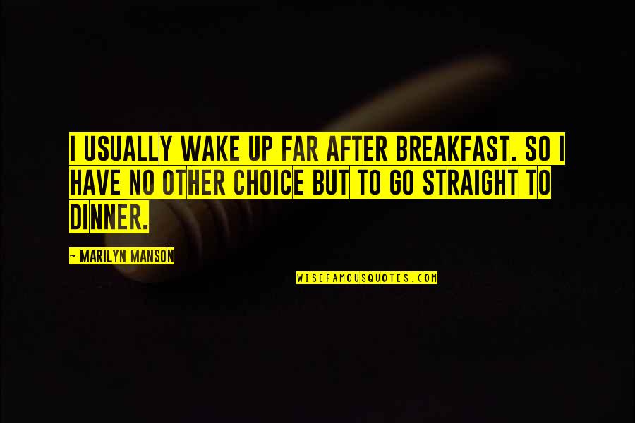 Breakfast For Dinner Quotes By Marilyn Manson: I usually wake up far after breakfast. So