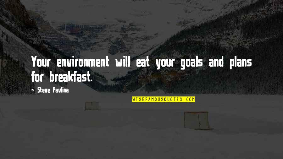 Breakfast Quotes And Quotes By Steve Pavlina: Your environment will eat your goals and plans