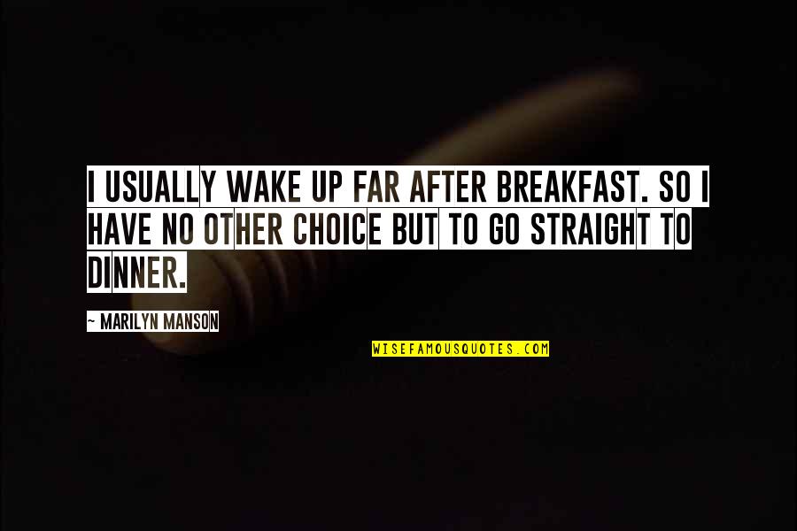 Breakfast Quotes By Marilyn Manson: I usually wake up far after breakfast. So