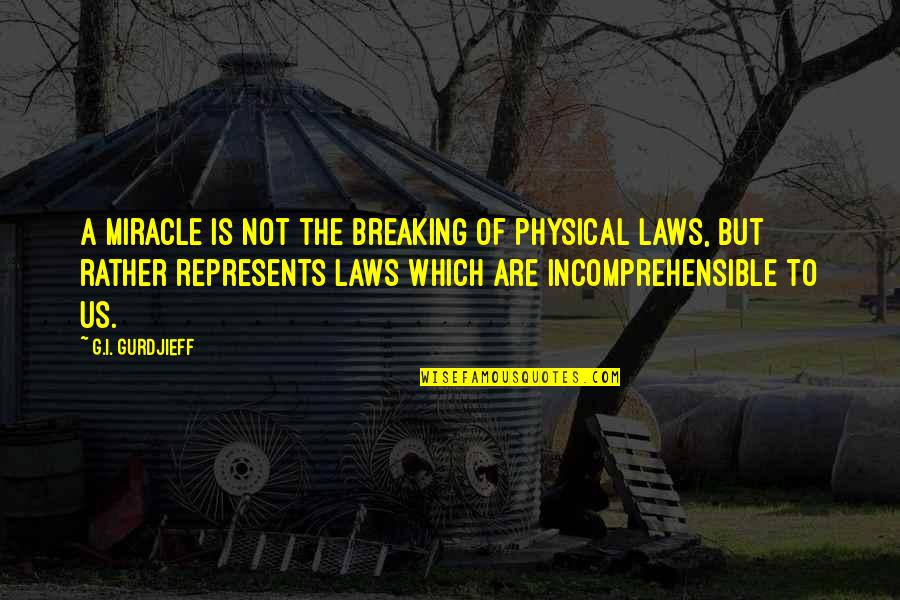 Breaking Laws Quotes By G.I. Gurdjieff: A miracle is not the breaking of physical Breaking Laws Quotes By G.I. Gurdjieff: A miracle is not the breaking of physical