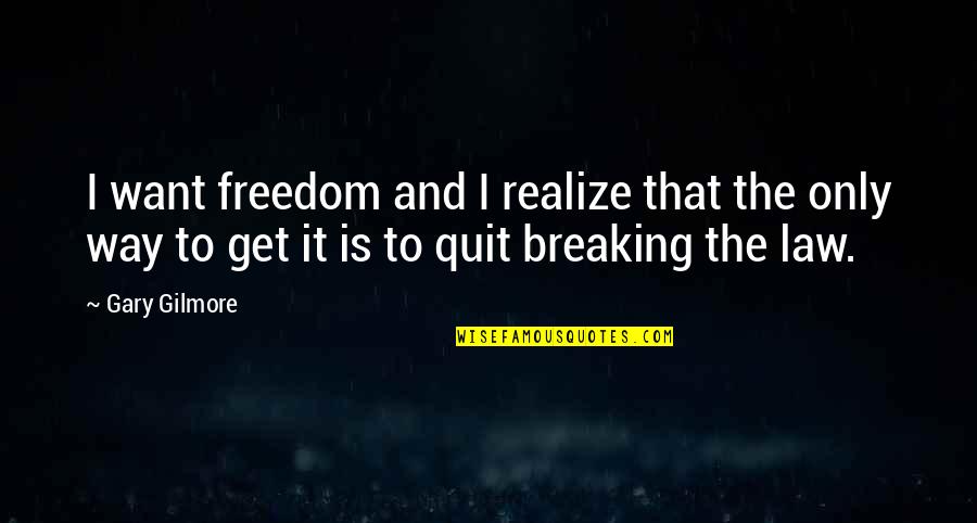 Breaking The Law Quotes By Gary Gilmore: I want freedom and I realize that the