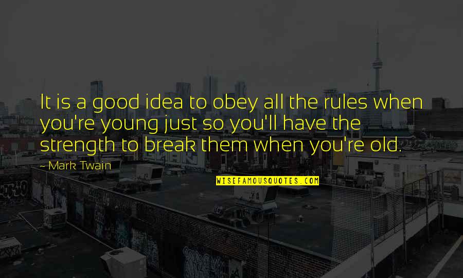 Breaking The Rules Quotes By Mark Twain: It is a good idea to obey all