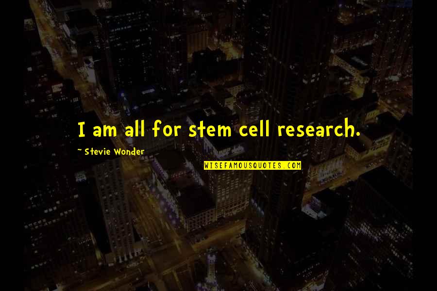 Breaking Up With Your First Love Quotes By Stevie Wonder: I am all for stem cell research.