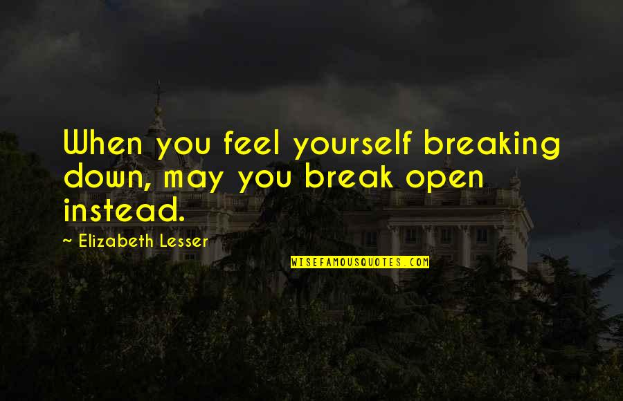 Breaking You Down Quotes By Elizabeth Lesser: When you feel yourself breaking down, may you