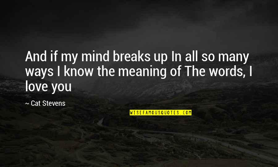 Breaks In Love Quotes By Cat Stevens: And if my mind breaks up In all