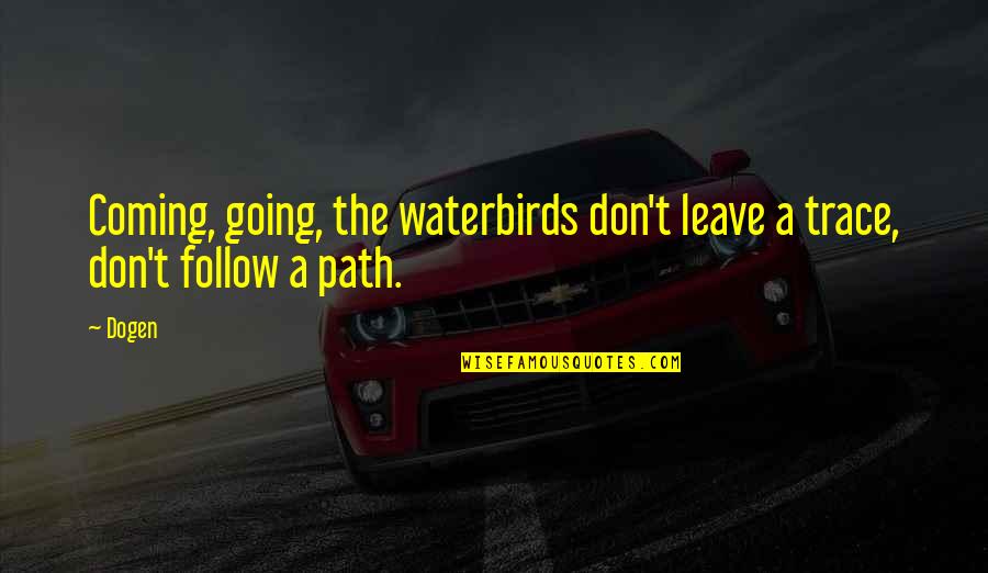 Breasley Foam Quotes By Dogen: Coming, going, the waterbirds don't leave a trace,