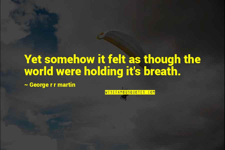 Breath Holding Quotes By George R R Martin: Yet somehow it felt as though the world