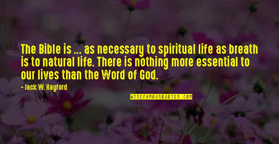 Breath Of Life Bible Quotes By Jack W. Hayford: The Bible is ... as necessary to spiritual