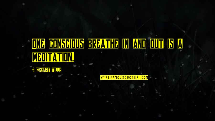 Breathe In And Out Quotes By Eckhart Tolle: One conscious breathe in and out is a