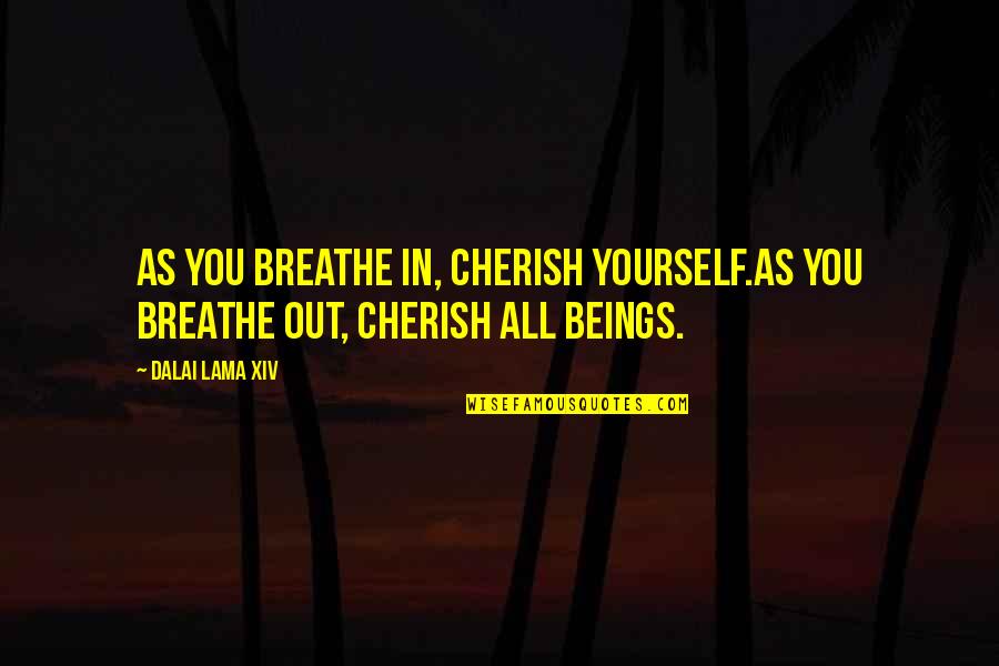 Breathe In Breathe Out Quotes By Dalai Lama XIV: As you breathe in, cherish yourself.As you breathe