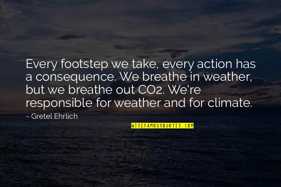 Breathe In Quotes By Gretel Ehrlich: Every footstep we take, every action has a