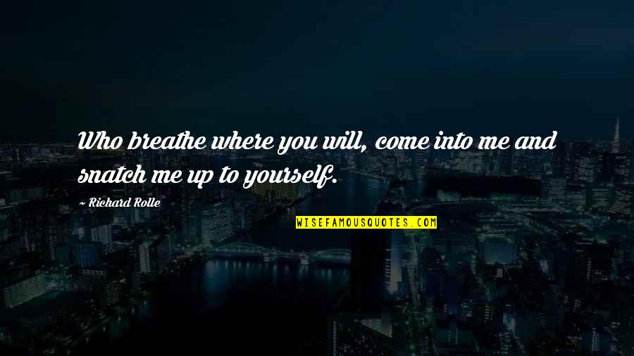 Breathe Me Quotes By Richard Rolle: Who breathe where you will, come into me