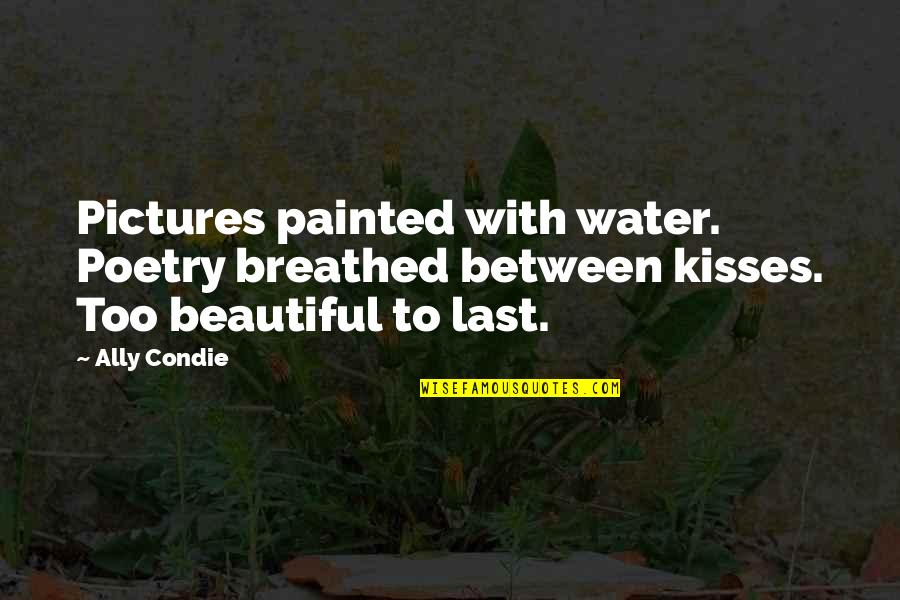 Breathed Quotes By Ally Condie: Pictures painted with water. Poetry breathed between kisses.