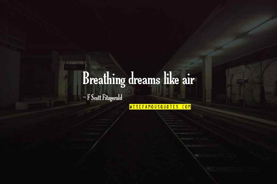 Breathing Air Quotes By F Scott Fitzgerald: Breathing dreams like air Breathing Air Quotes By F Scott Fitzgerald: Breathing dreams like air