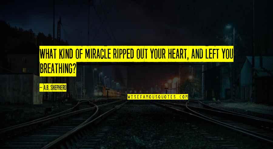Breathing And Life Quotes By A.B. Shepherd: What kind of miracle ripped out your heart,