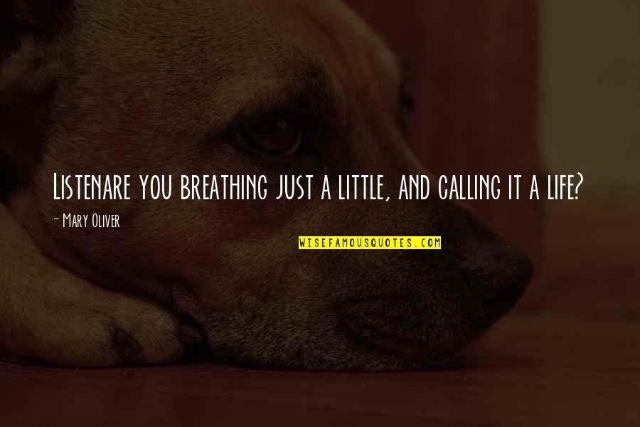 Breathing And Life Quotes By Mary Oliver: Listenare you breathing just a little, and calling