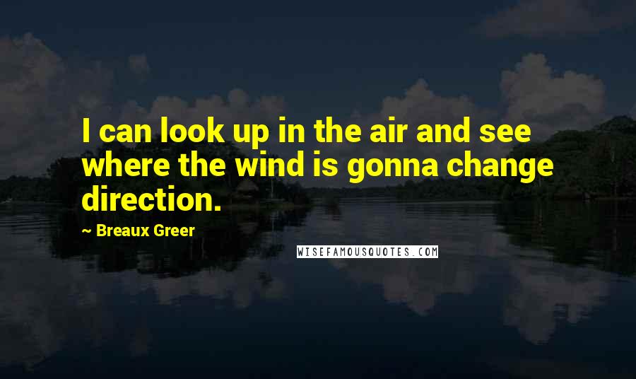 Breaux Greer quotes: I can look up in the air and see where the wind is gonna change direction.