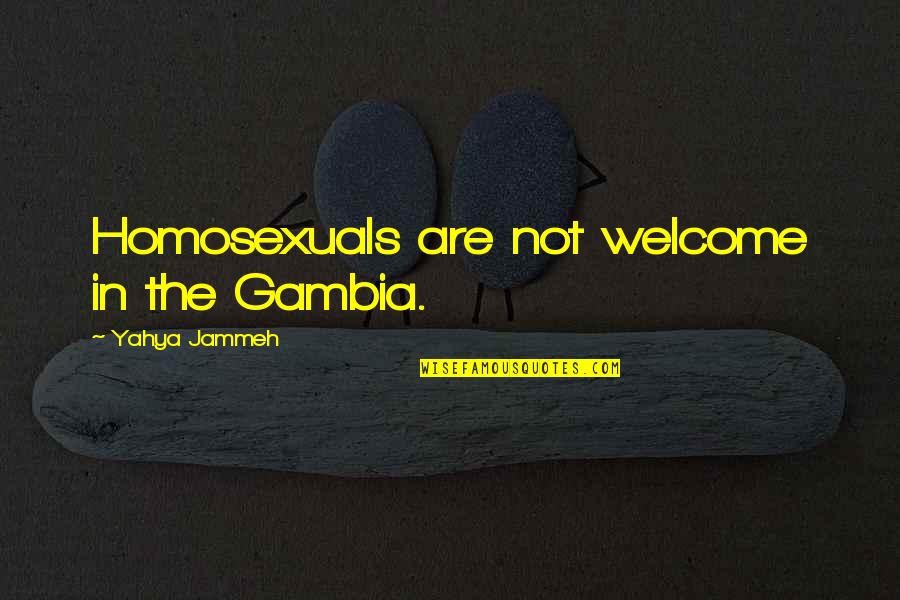 Breccan Tray Quotes By Yahya Jammeh: Homosexuals are not welcome in the Gambia.