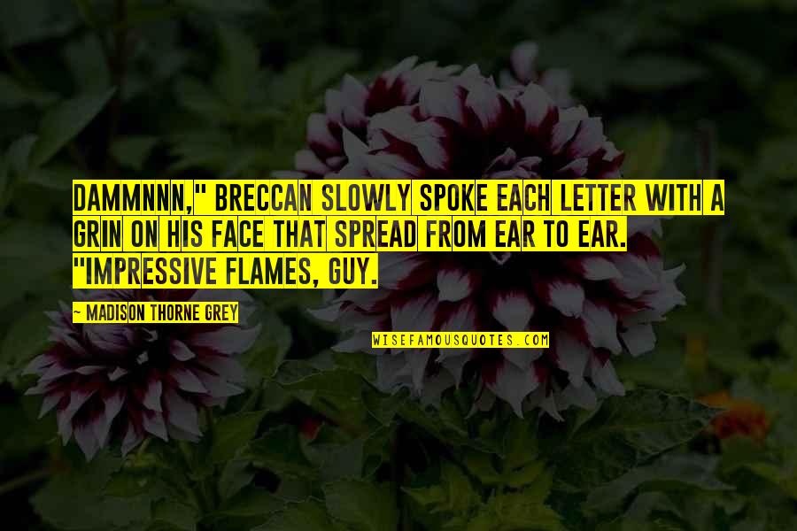 Breccan's Quotes By Madison Thorne Grey: Dammnnn," Breccan slowly spoke each letter with a