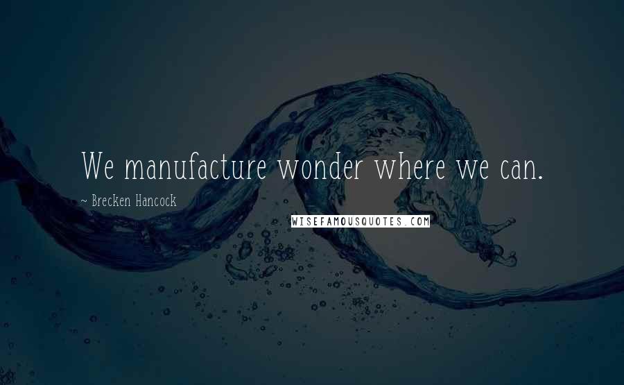 Brecken Hancock quotes: We manufacture wonder where we can.