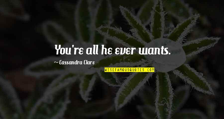 Breckin Quotes By Cassandra Clare: You're all he ever wants.
