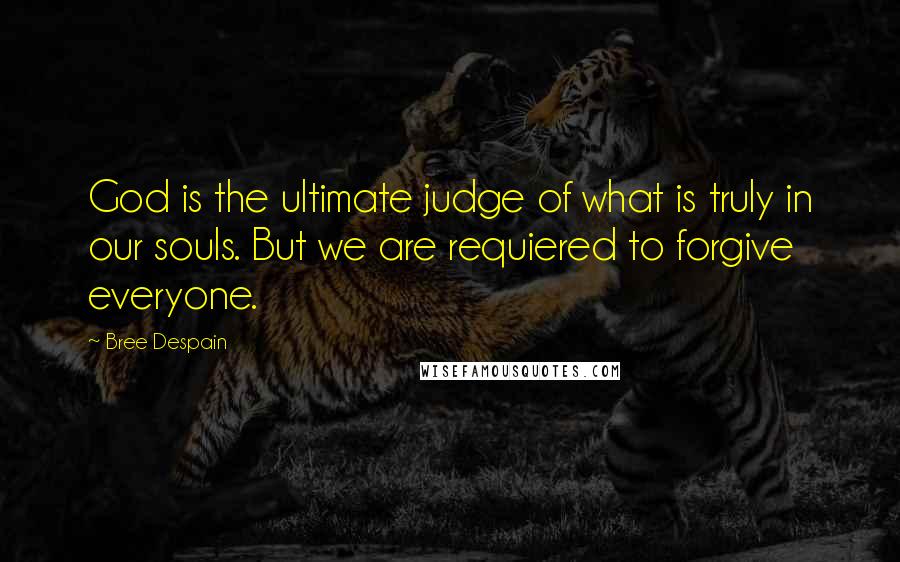 Bree Despain quotes: God is the ultimate judge of what is truly in our souls. But we are requiered to forgive everyone.