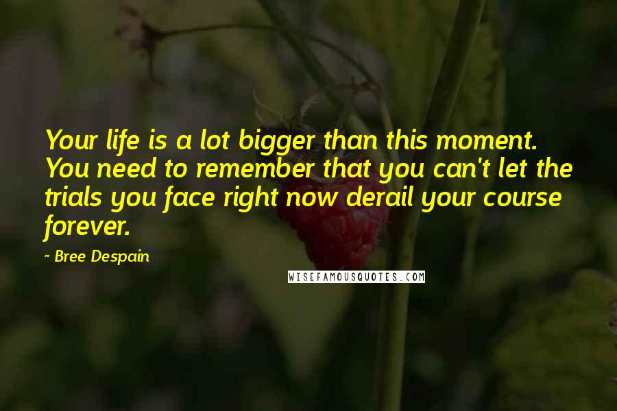 Bree Despain quotes: Your life is a lot bigger than this moment. You need to remember that you can't let the trials you face right now derail your course forever.