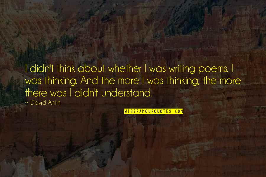 Breeched Belly At 35 Quotes By David Antin: I didn't think about whether I was writing