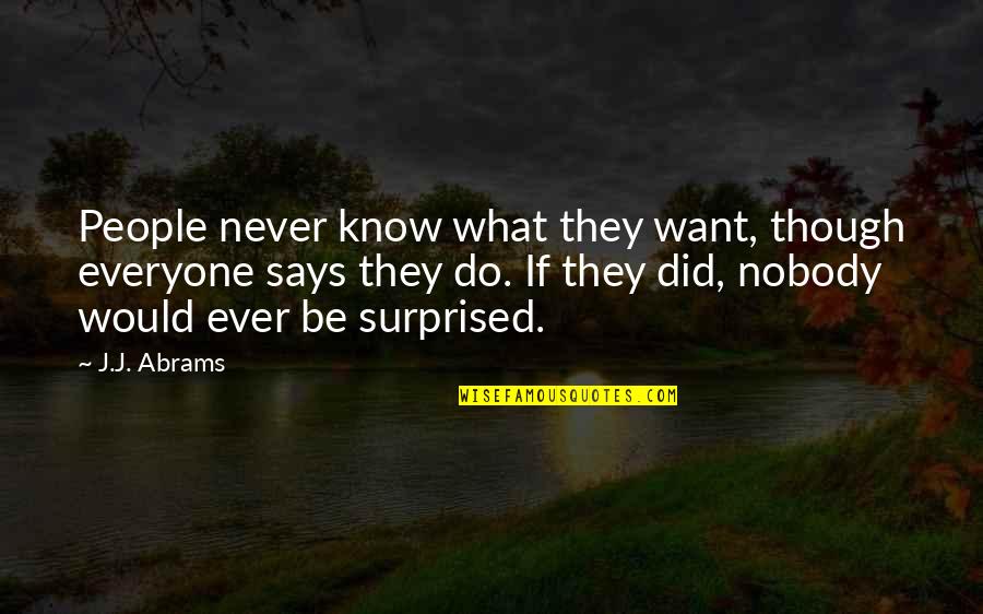 Breedable Animals Quotes By J.J. Abrams: People never know what they want, though everyone Breedable Animals Quotes By J.J. Abrams: People never know what they want, though everyone