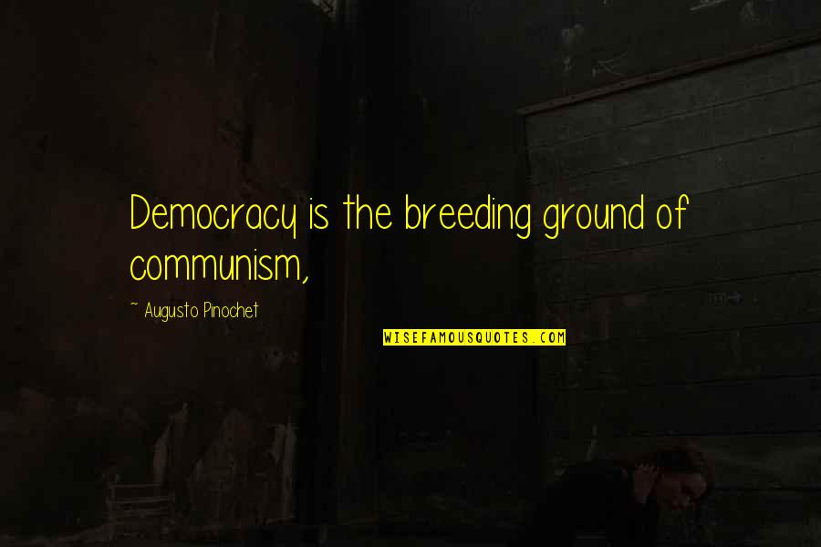 Breeding Ground Of Communism Quotes By Augusto Pinochet: Democracy is the breeding ground of communism, Breeding Ground Of Communism Quotes By Augusto Pinochet: Democracy is the breeding ground of communism,