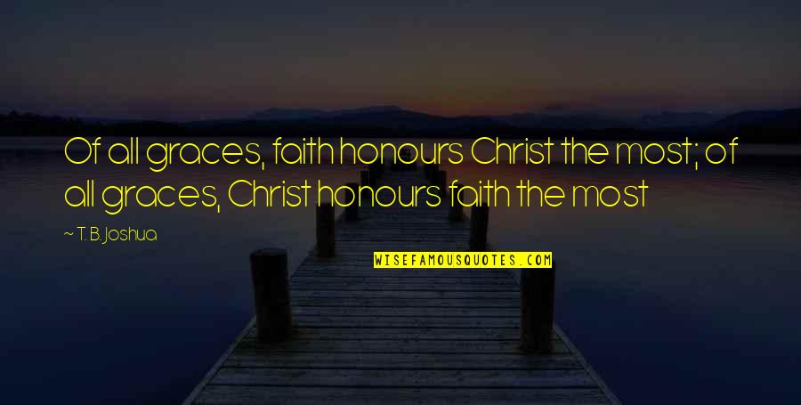Breeding Success Quotes By T. B. Joshua: Of all graces, faith honours Christ the most;