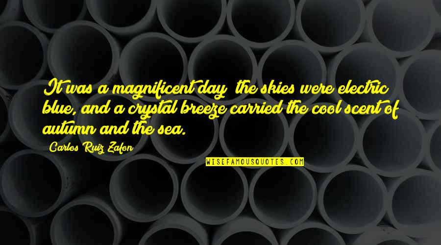 Breeze And Sea Quotes By Carlos Ruiz Zafon: It was a magnificent day; the skies were