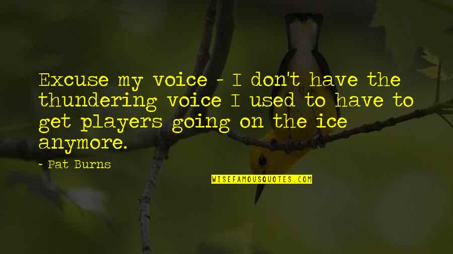 Breidy Toney Quotes By Pat Burns: Excuse my voice - I don't have the