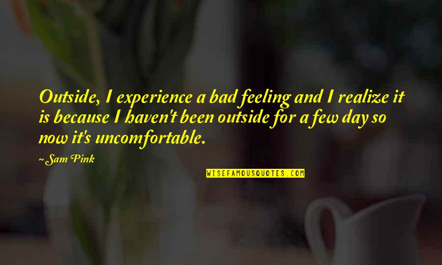 Breif Quotes By Sam Pink: Outside, I experience a bad feeling and I
