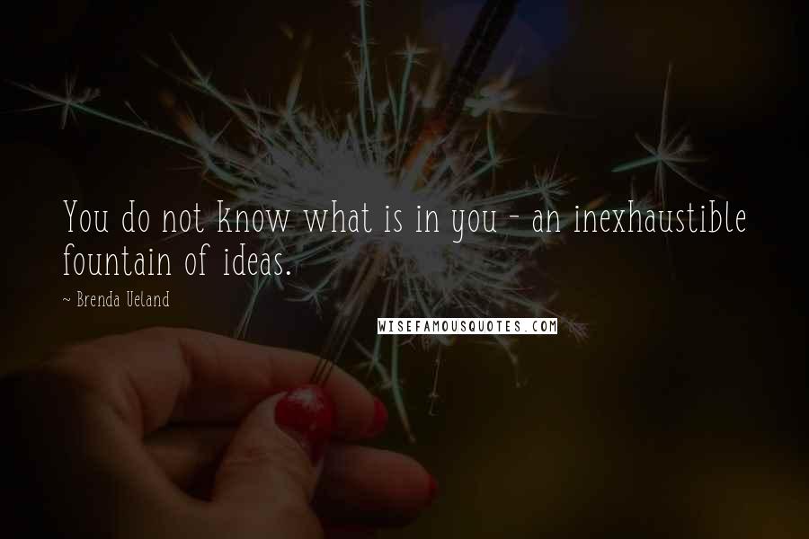 Brenda Ueland quotes: You do not know what is in you - an inexhaustible fountain of ideas.