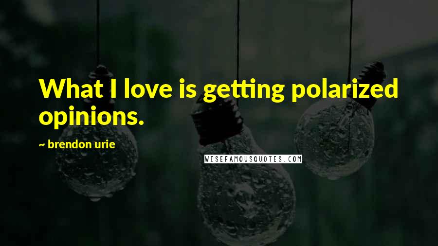 Brendon Urie quotes: What I love is getting polarized opinions.