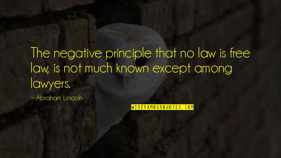 Brenengen Ford Quotes By Abraham Lincoln: The negative principle that no law is free Brenengen Ford Quotes By Abraham Lincoln: The negative principle that no law is free