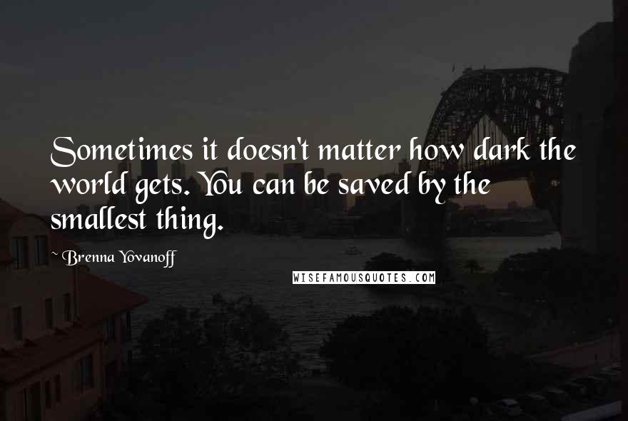 Brenna Yovanoff quotes: Sometimes it doesn't matter how dark the world gets. You can be saved by the smallest thing.